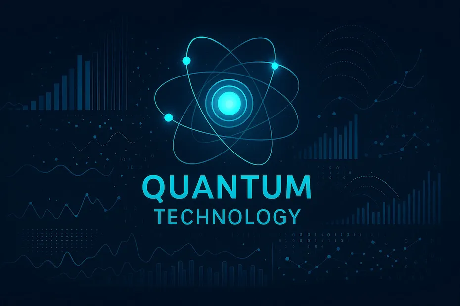 Quantum technology concept with futuristic data visualization.