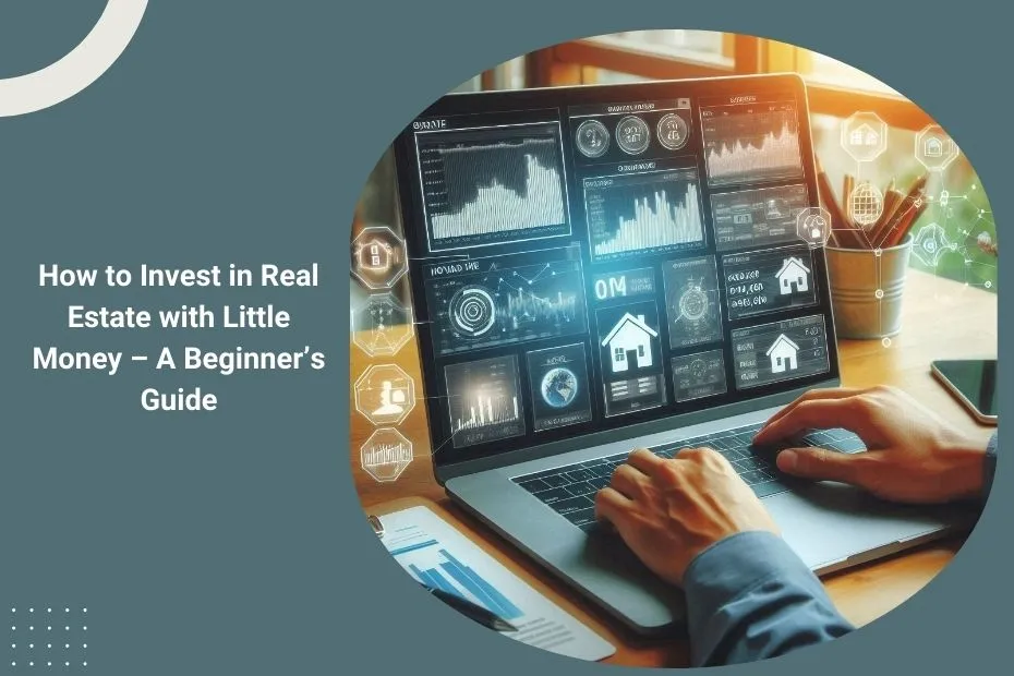 A person reviewing real estate investment options on a laptop with charts, property listings, and financial calculations visible on the screen.